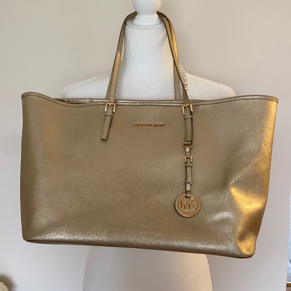 Michael Kors Gold Jet Set Tote Bag